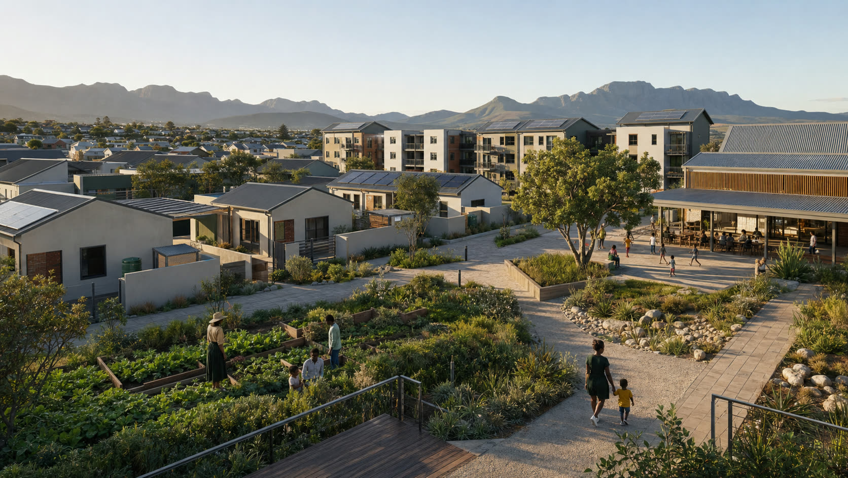 Aerial view of a South African community with visible housing density.