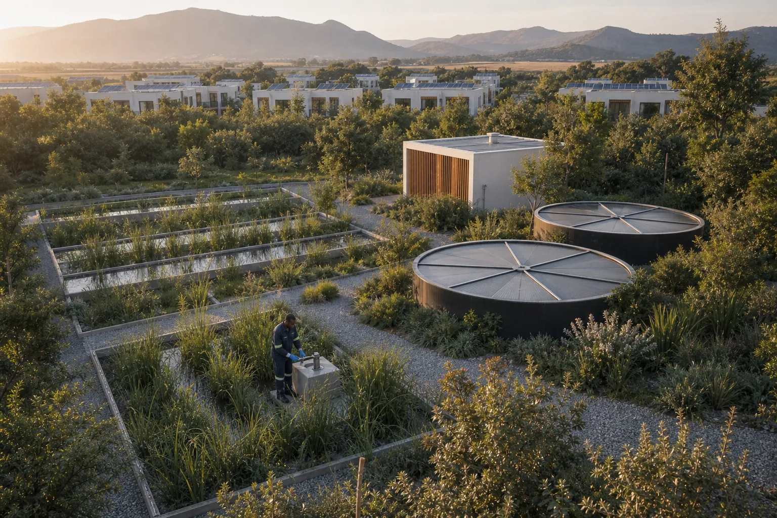 On-site water treatment works.