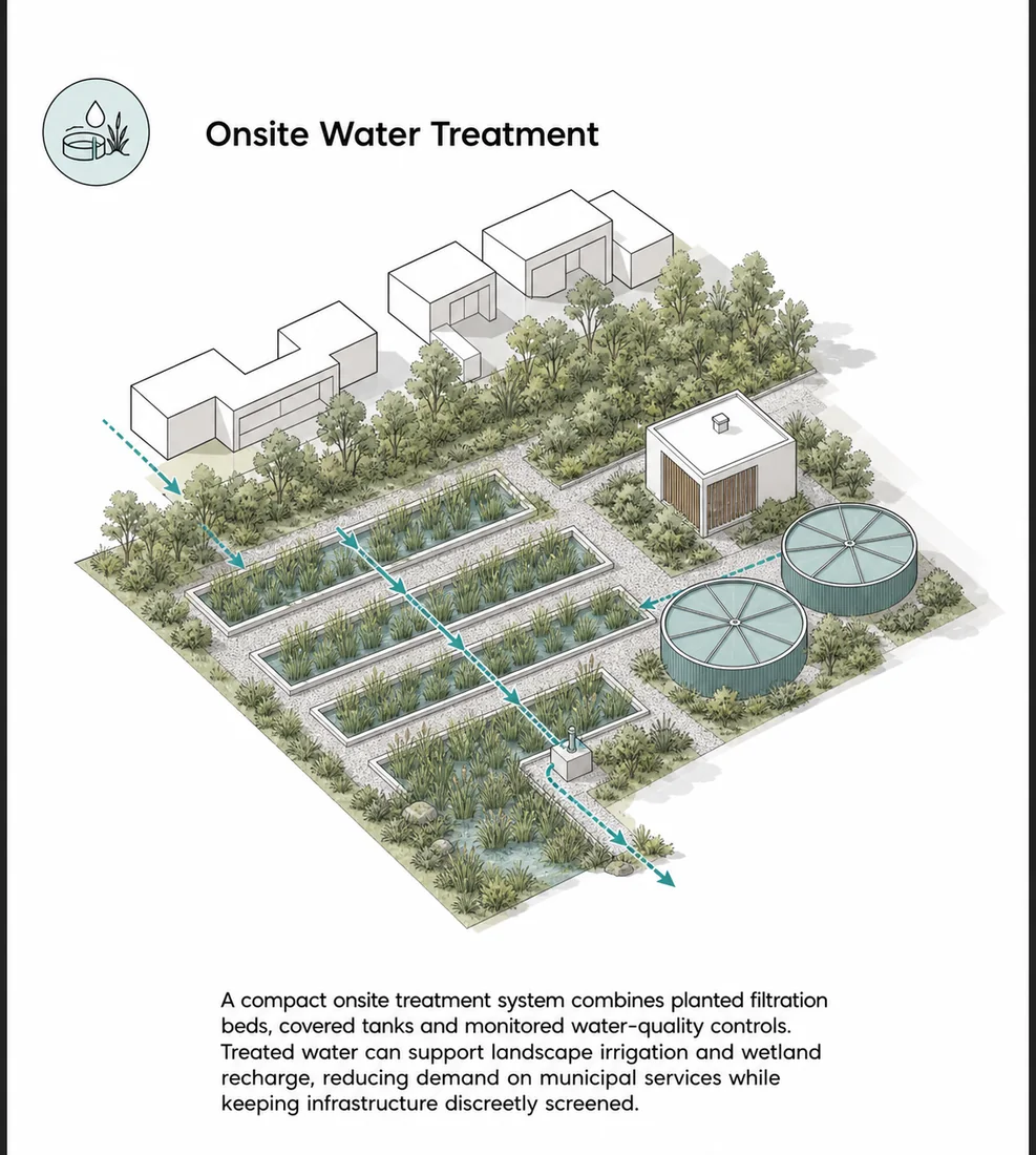 Zone concept card: on-site water treatment works.