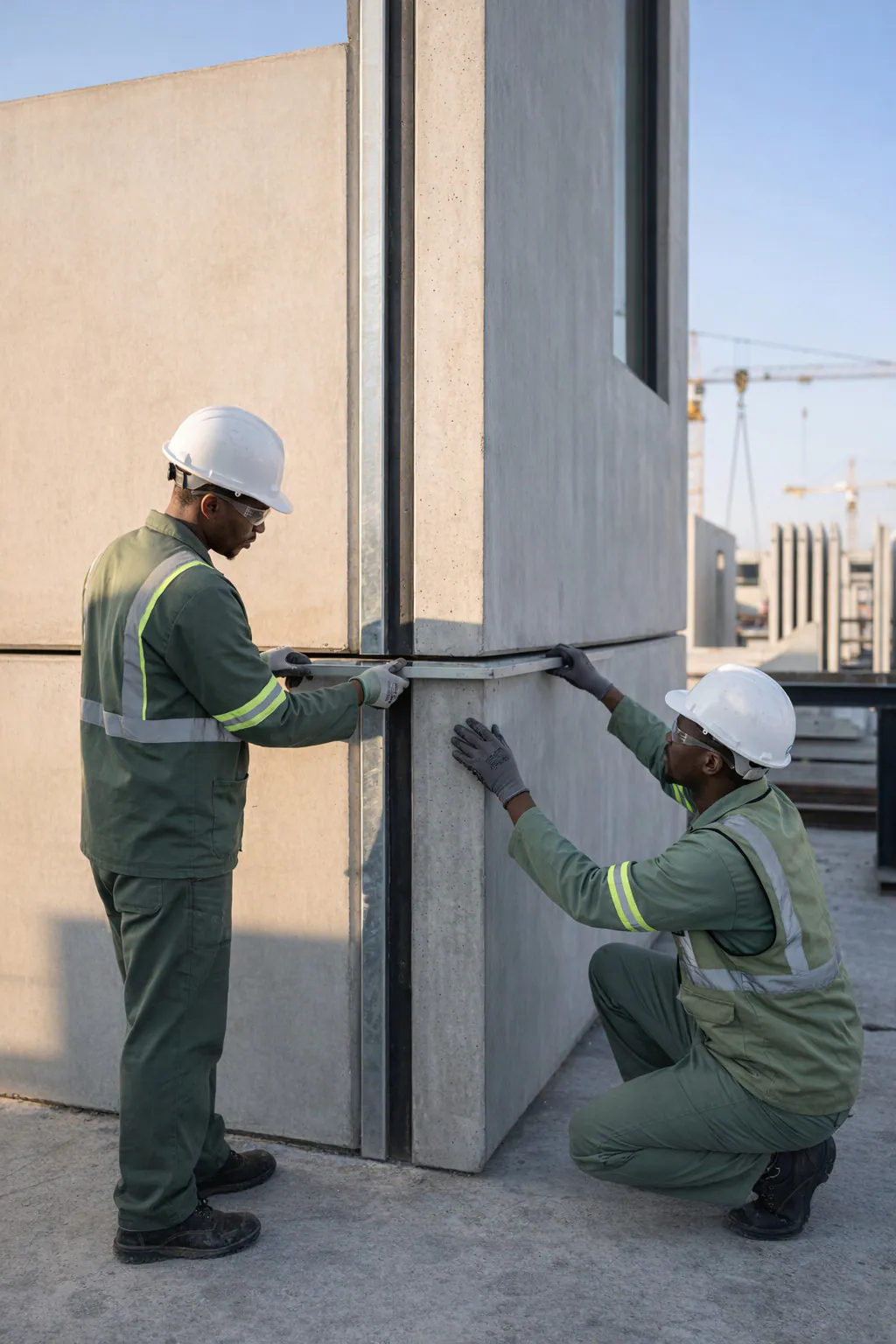 Iimojuli zamagumbi zibekwa kwaye zidityaniswa esayithini ngekhreyini.