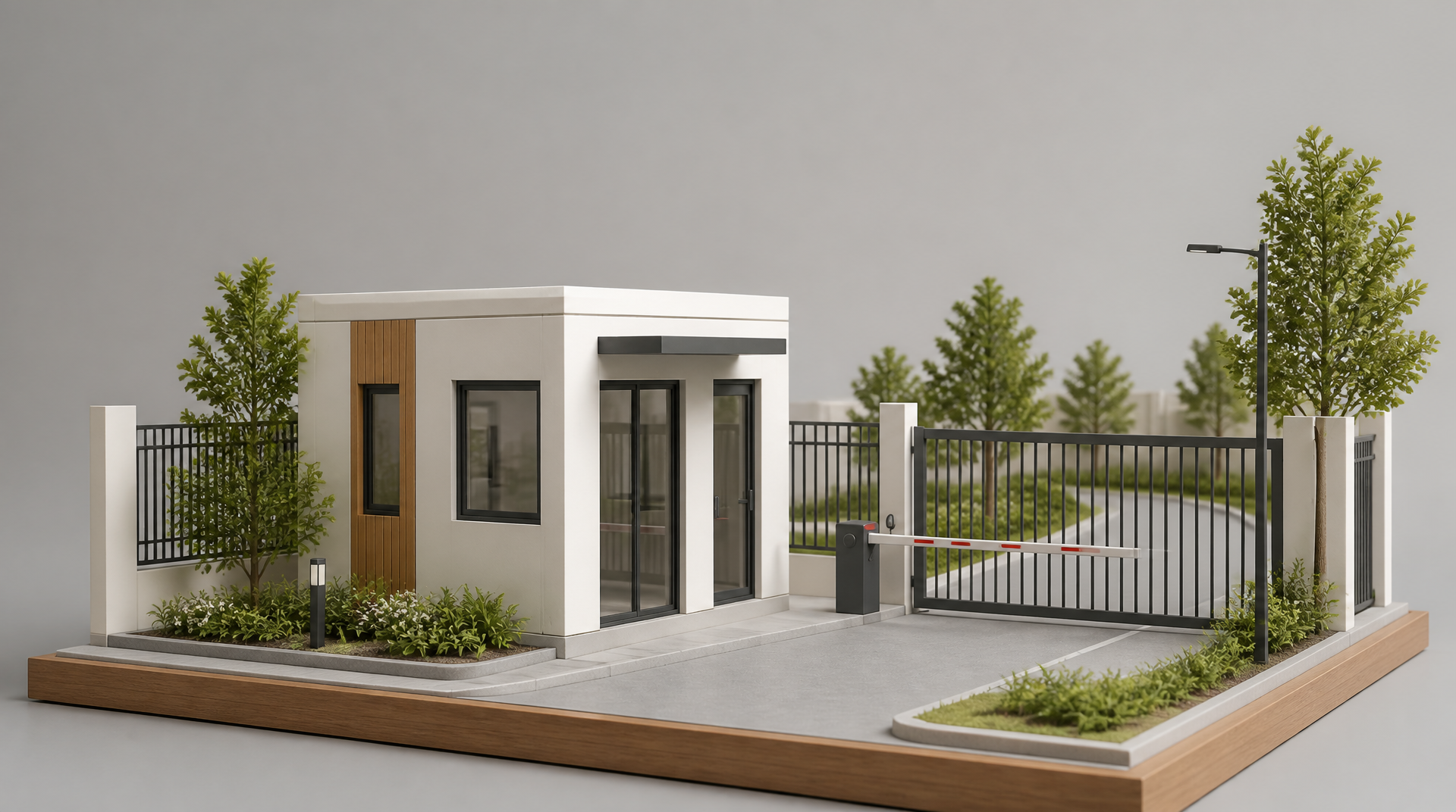 3D architectural scale model — guardhouse module.
