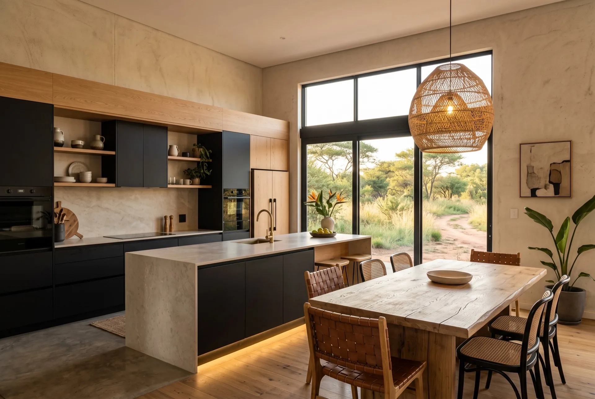 Two-bedroom kitchen and dining.