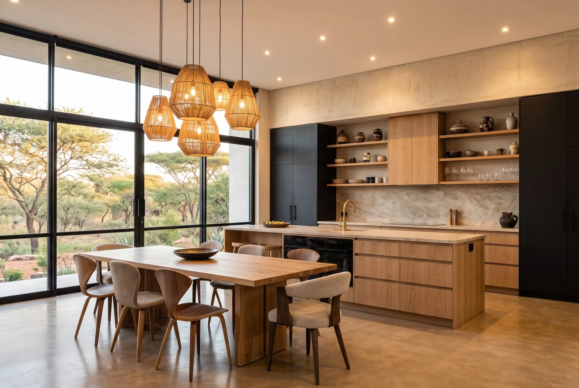 Three-bedroom kitchen and dining.