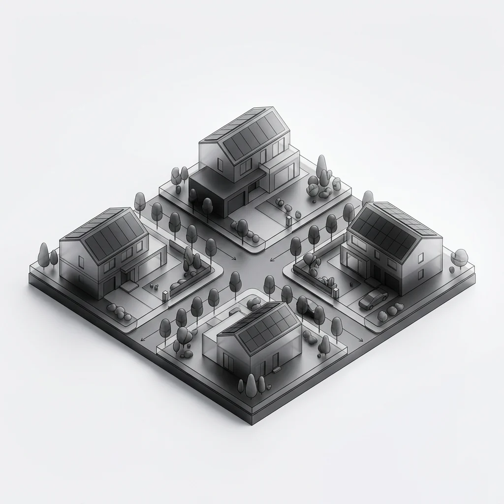 Zone graphic — detached homes on individual stands.